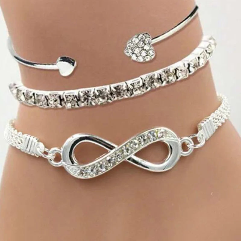 Crystal Rhinestone Heart Bracelet
