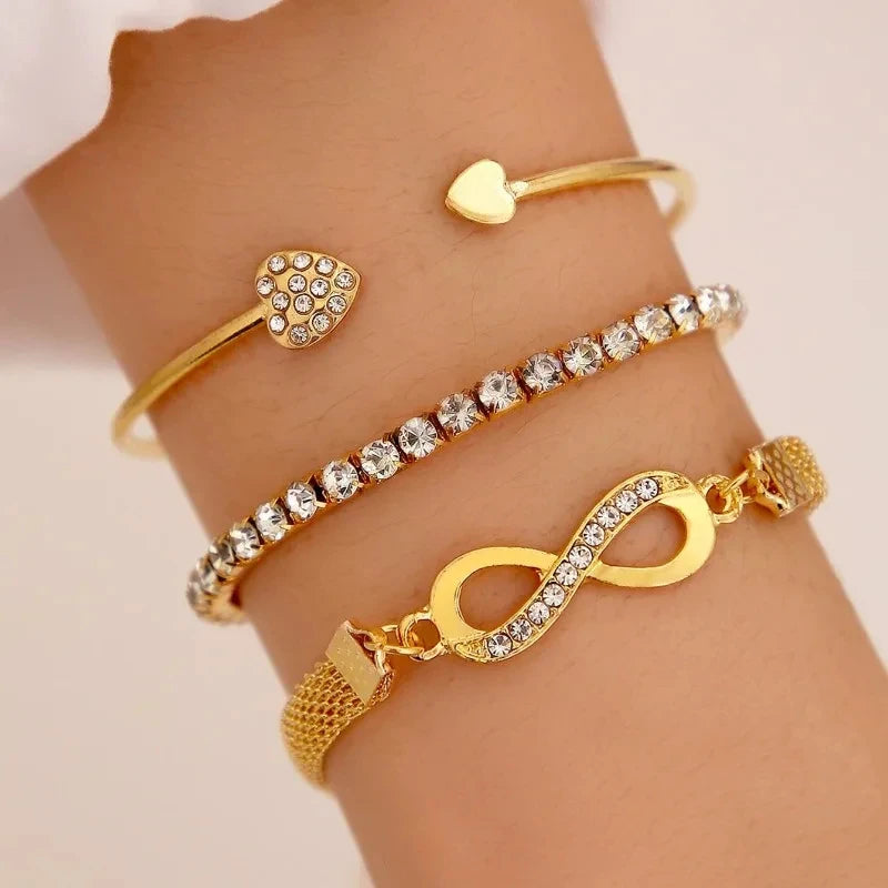 Crystal Rhinestone Heart Bracelet
