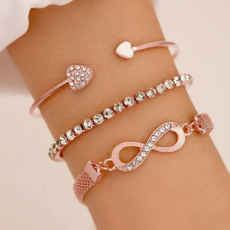 Crystal Rhinestone Heart Bracelet